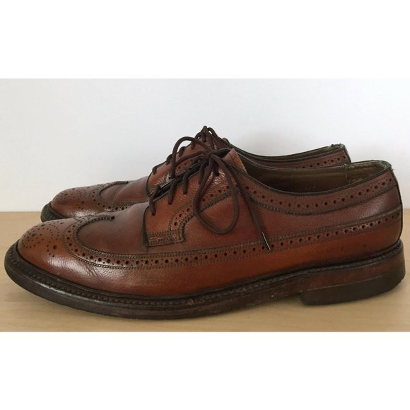 Vintage FLORSHEIM Imperial V-Cleat Brown Leather Wingtip Dress Shoes 5 Nail main image 7